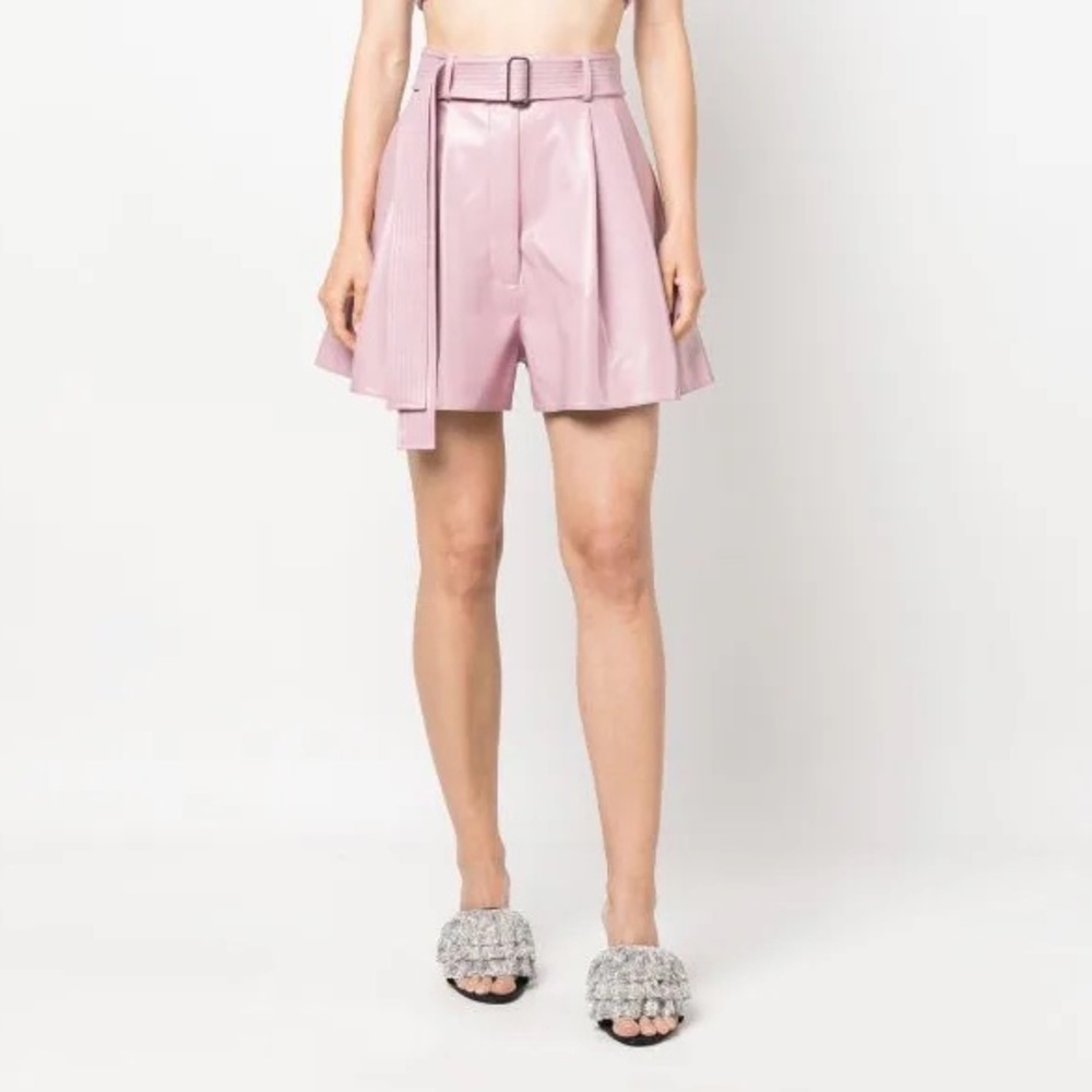 Alex Perry High Waisted Belted Shorts Pink